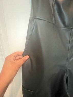 Bar III Black Faux Leather Romper